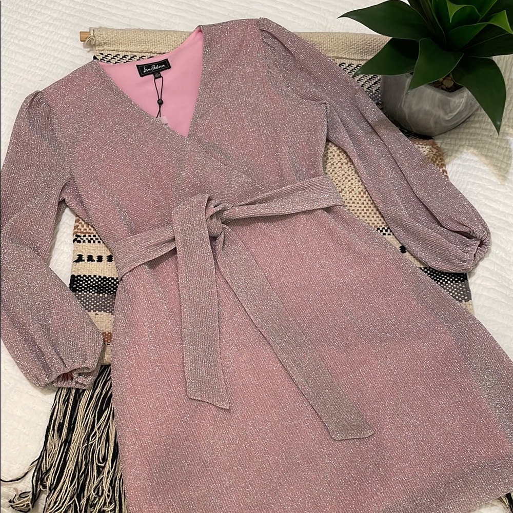 💖SAM EDELMAN💖 Pink Glitter Faux Wrap Dress